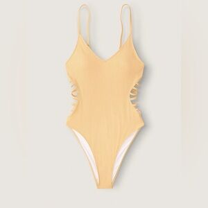 Victoria's Secret PINK Ribbed One-Piece Swimsuit featuring side cut-outs size L